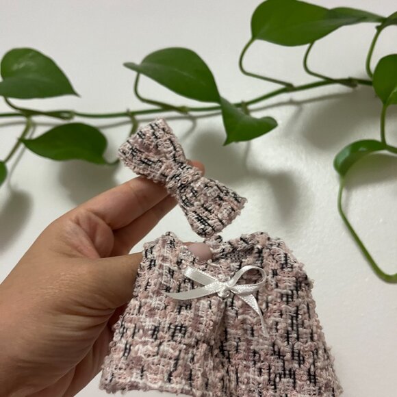 Labubu Hand Made Preppy Pink Shift Dress and Bow - Picture 2 of 2